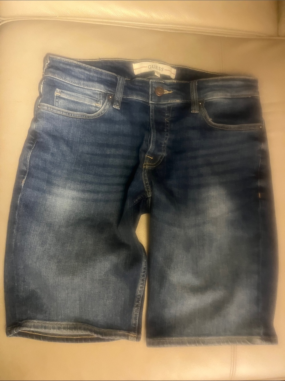 GUESS Women's Dark Blue Vintage Stretch Denim Shorts with EIM Jeanologio